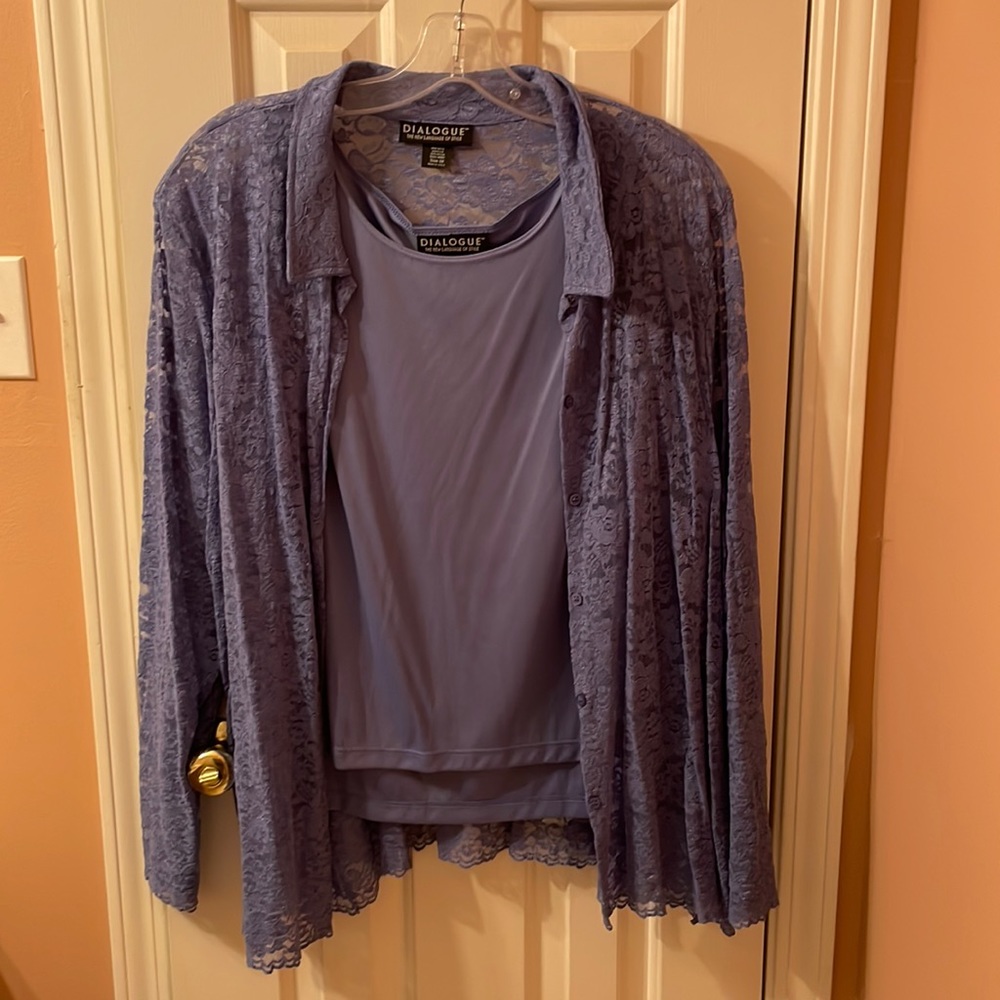 🔥 Vintage Plus size 90s/early 2000s Tank with Lace Cardigan by Dialogue
